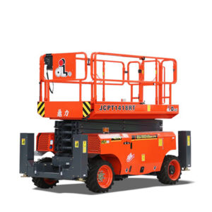 Dingli rough terrain electric scissor lift. Available from LiftX, Canterbury