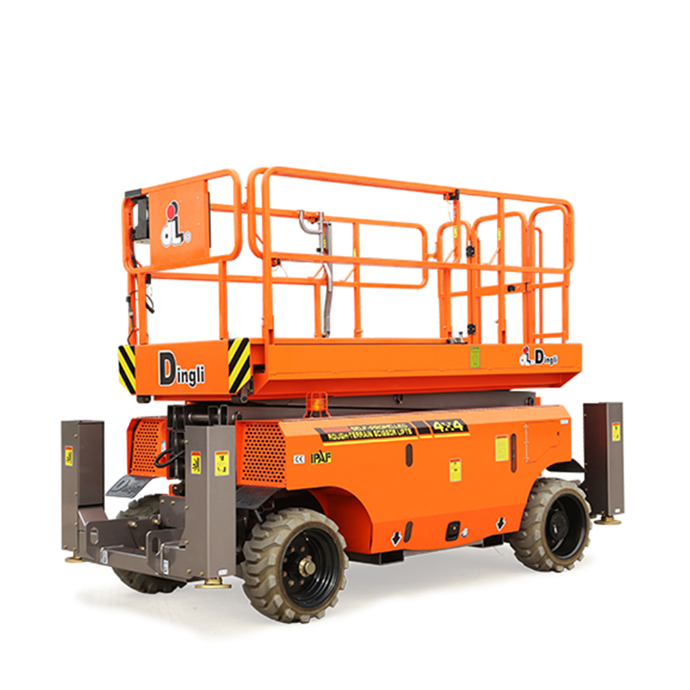 Dingli rough terrain electric scissor lift. Available from LiftX, New Zealand