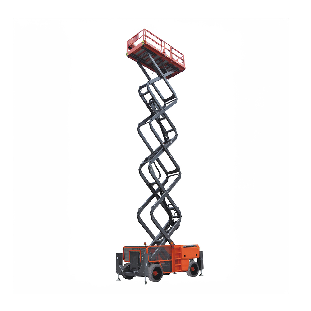 Dingli rough terrain diesel scissor lift. Available from LiftX, New Zealand