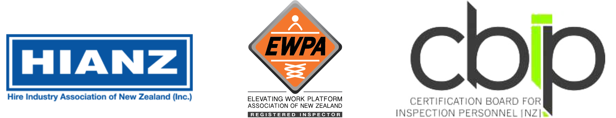 HIANZ EWPA CBIP EWP LiftX NZ Logos